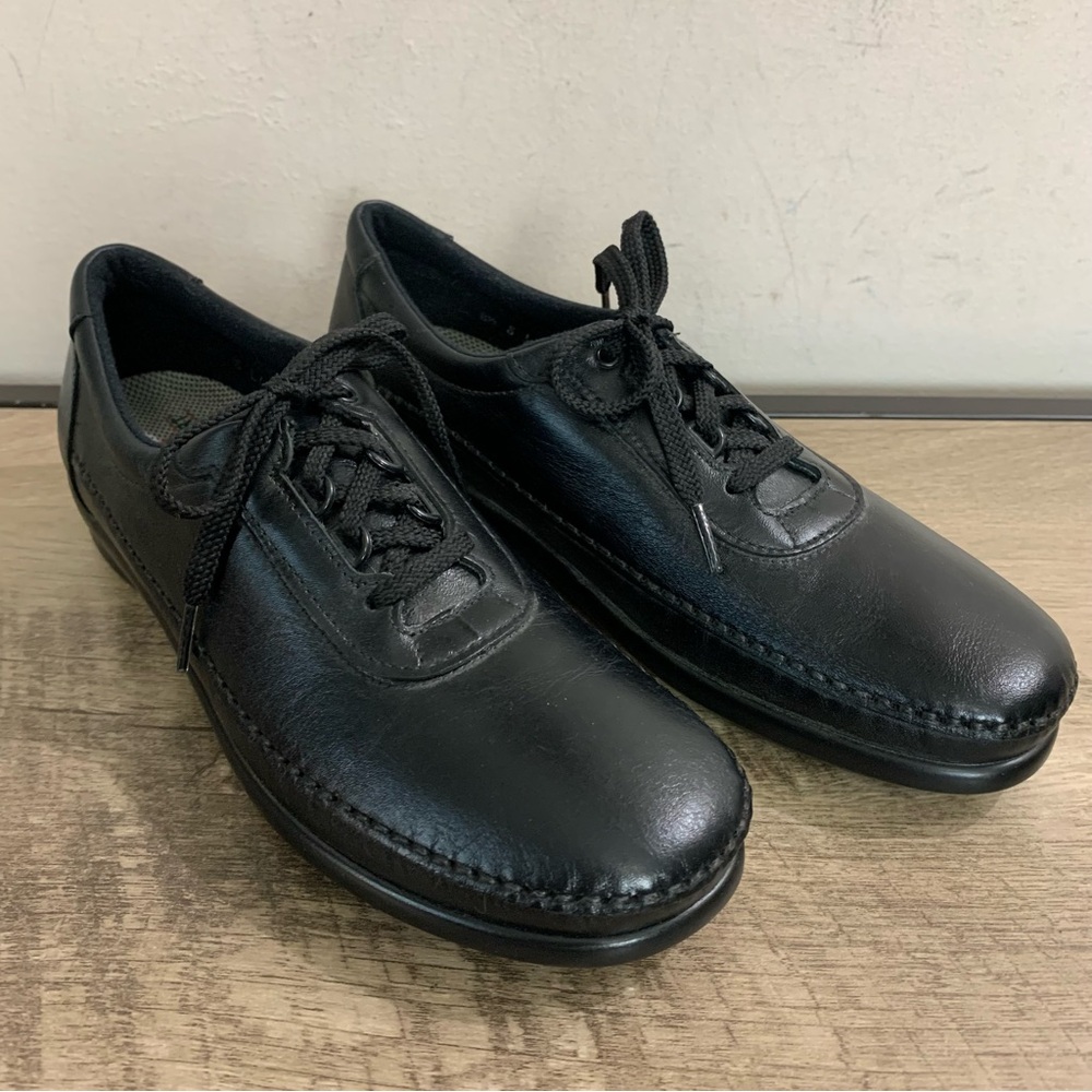Women's SAS San Antonion Shoes Co. BLACK LEATHER Lace Up TRAVELER Walking SHOES